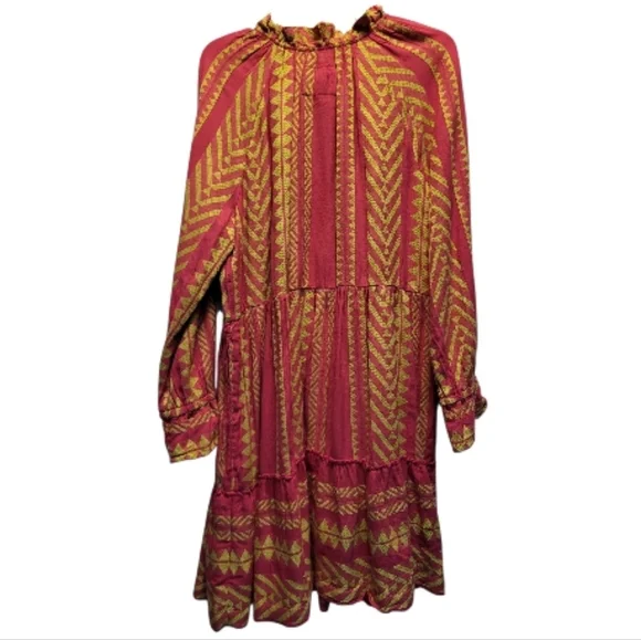 Anthropologie Maeve Pink and Yellow Dominique Embroidered Tunic Dress - Size M - Picture 6 of 10